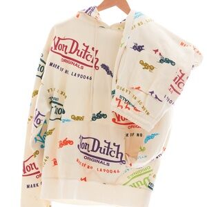 Rare Vintage Von Dutch White Multicolor All Over Print